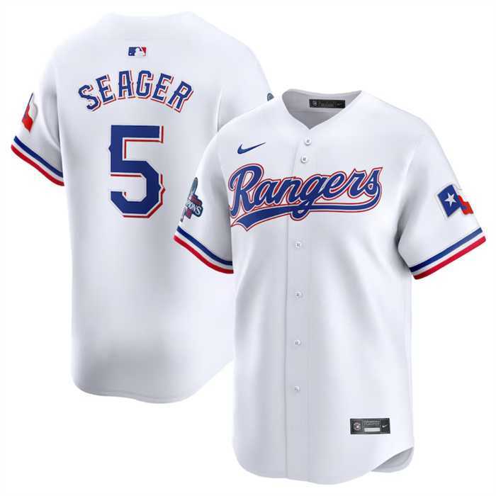 Men%27s Texas Rangers #5 Corey Seager White 2023 World Series Champions Stitched Baseball Jersey Dzhi->texas rangers->MLB Jersey